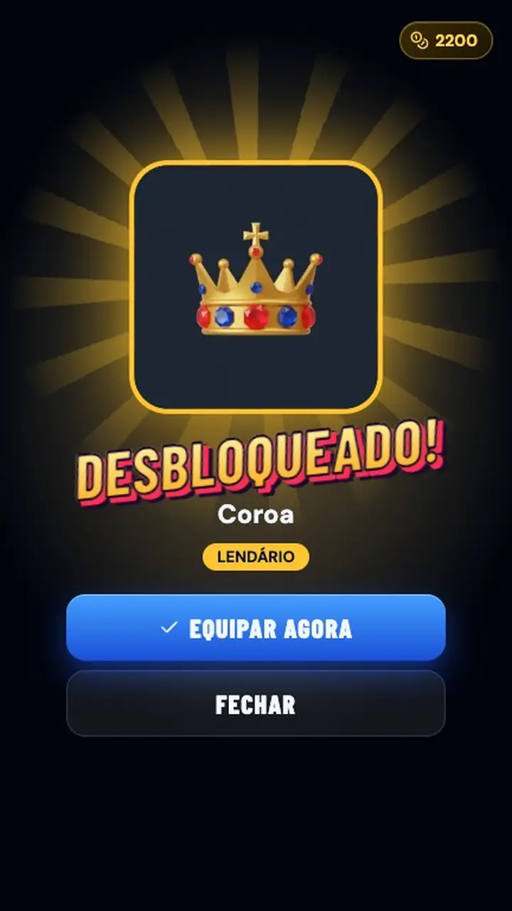 Coroa lendária sendo desbloqueada